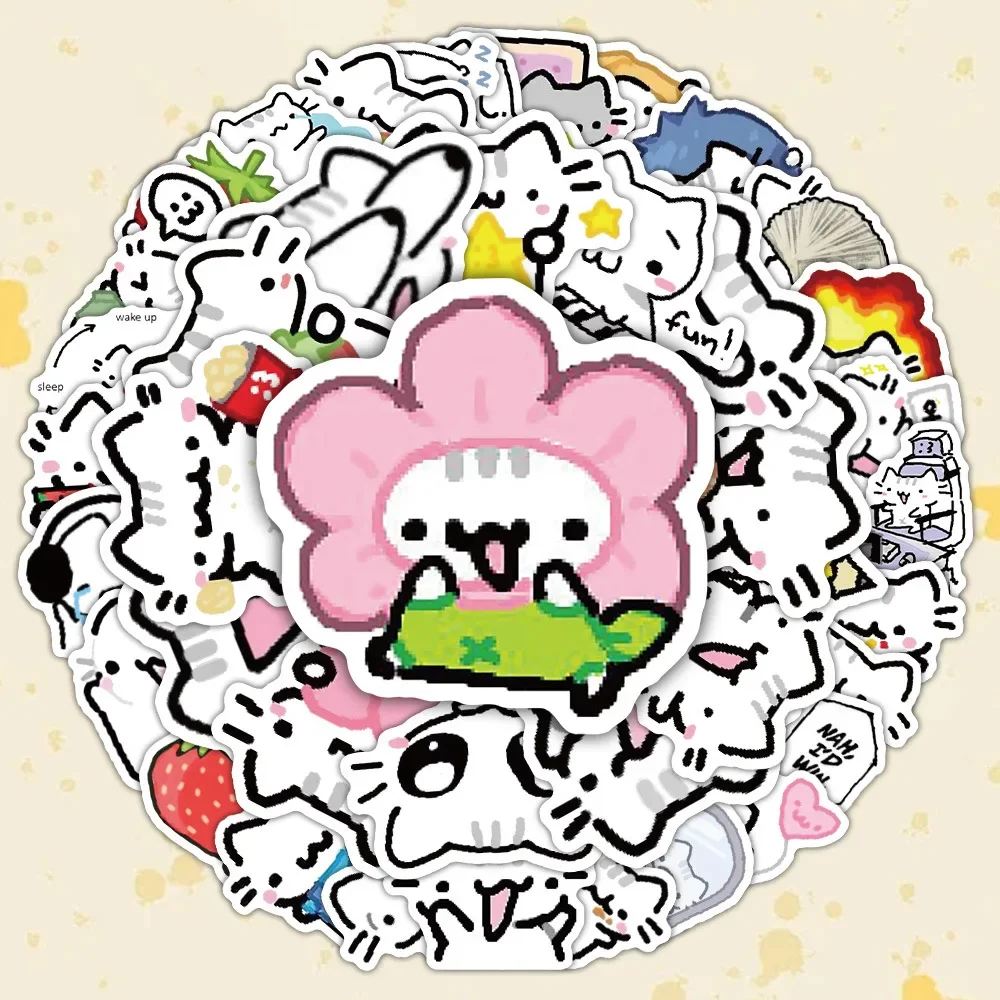 72PCS 라인 새끼 고양이 일일 낙서 스티커 귀여운 고양이 만화 데칼 노트북 전화 기타 컵 스케이트 보드 방수 스티커