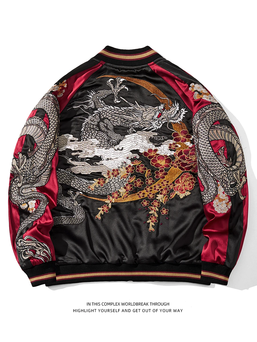 

High Quality Guofeng Heavy Industry Embroidery Reversible Jacket Yokosuka Baseball Uniform Men's and Women's Tops