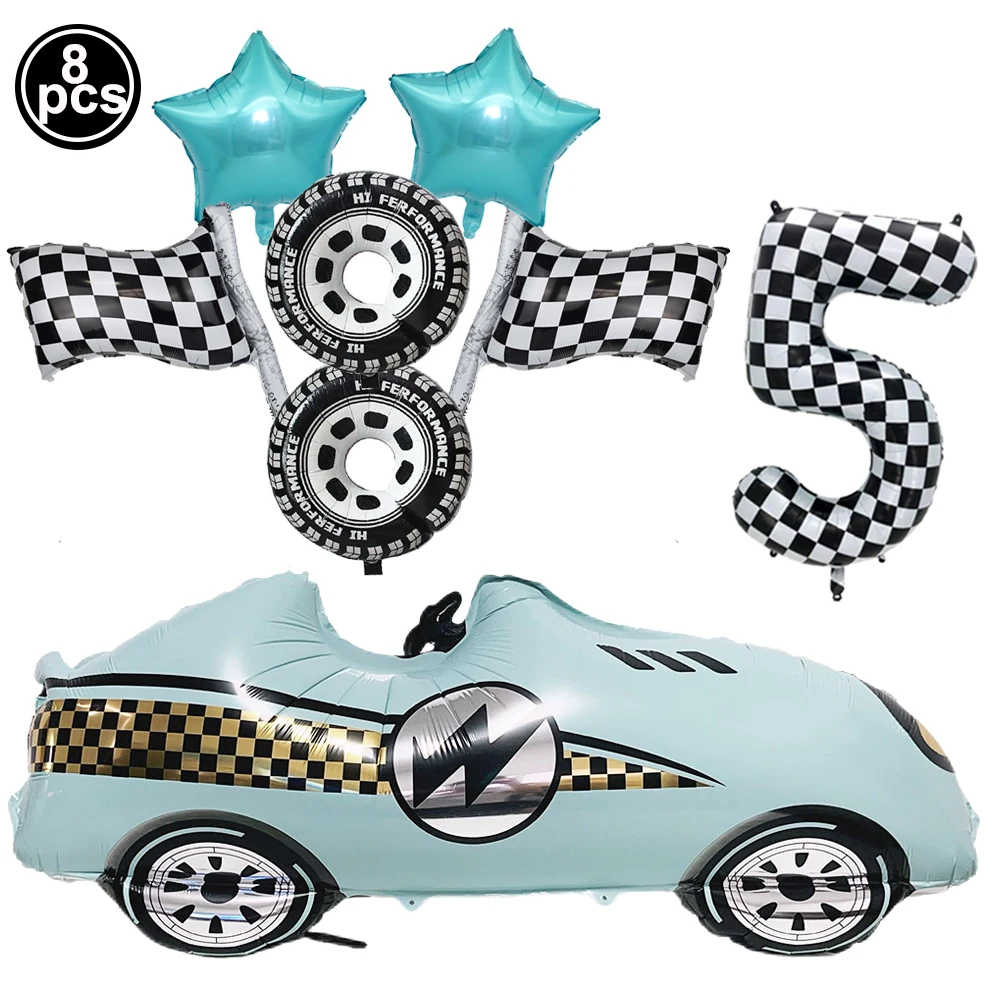 Große Cartoon Blau Racing Auto Nummer Digital Ballon Set Jungen Geburtstag Party Baby Dusche Rennwagen Party Decor Kinder Bevorzugung Geschenke – Detail 5