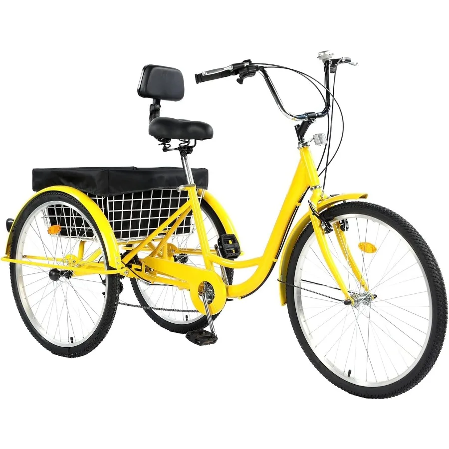 

Adult Trikes 24 26 inch Wheels Low StepThrough with Cargo Basket Full Assembly ToolAdult Tricycles Three Wheel Trike Bike Cruis
