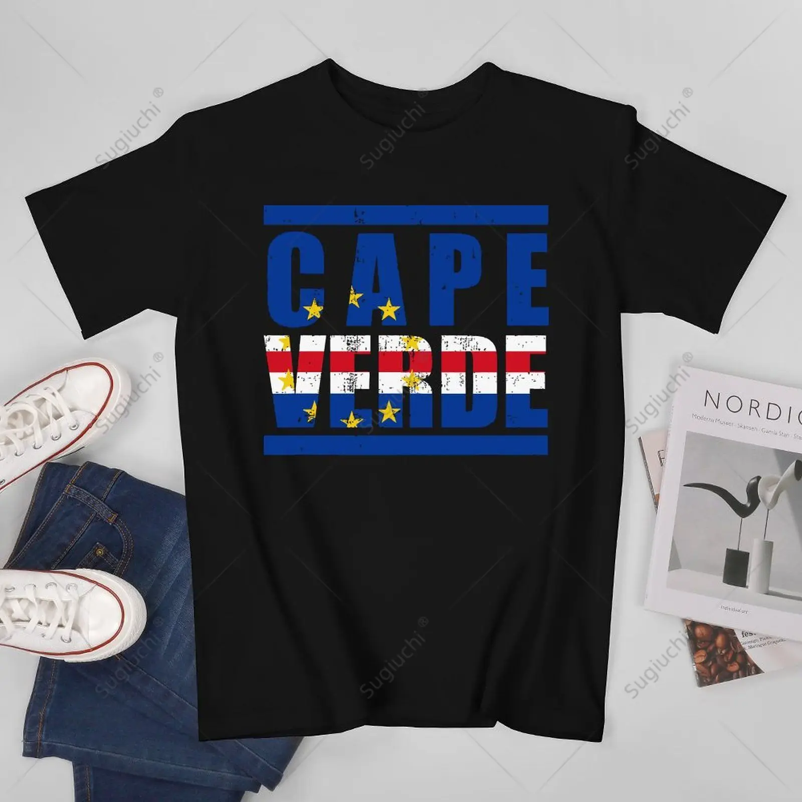 Unisex Men Flag of Cape Verde Tshirt Tees T Shirts Women Boys 100% Cotton T-Shirt