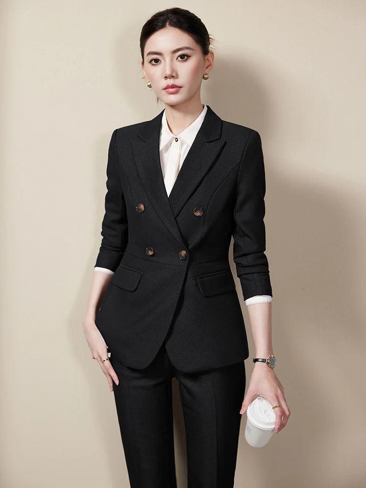 

Black Suit Jacket Women's 2026 New Winter Waist-Cinching Workwear OL Elegance Professional Formal Polyester Commute Style