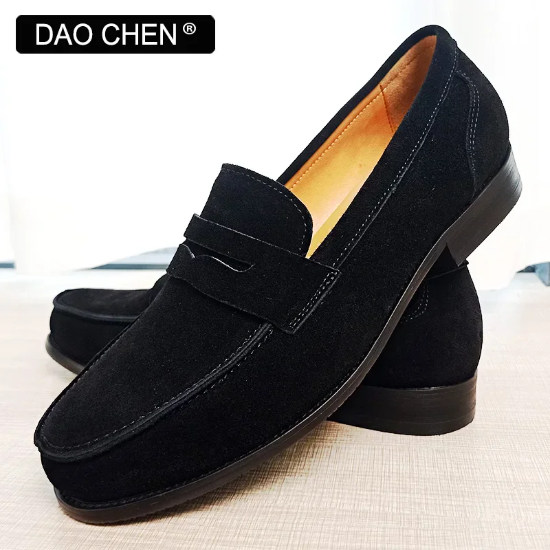 LUXURY MEN LOAFERS SHOES BROWN BLACK SLIP ON ELEGANT MEN\'S CASUAL LEATHER SHOES WEDDING OFFICE BANQUET SUEDE men shoes