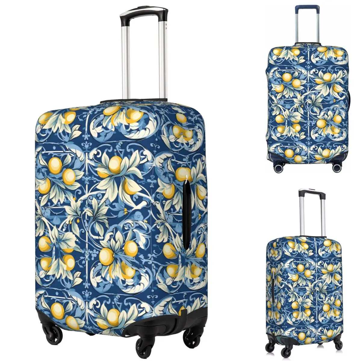 

Italian Majolica Tile 24 Suitcase Cover Protection Elastic Travel Luggage Protector Covers for 18-32 Inch