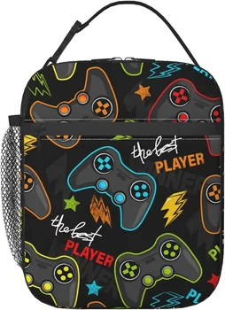 Bolsa de almuerzo con aislamiento para controlador de videojuegos, fiambrera reutilizable, bolsa térmica portátil Bento para adultos, niños, trabajo, escuela, Picnic