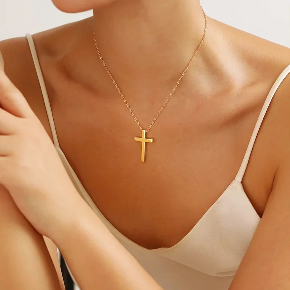 Jewelry Custom Cross Pendant Necklace for Women Men Personalized Sculpture Name Necklaces Men Stainless Steel Cross Chain Gift