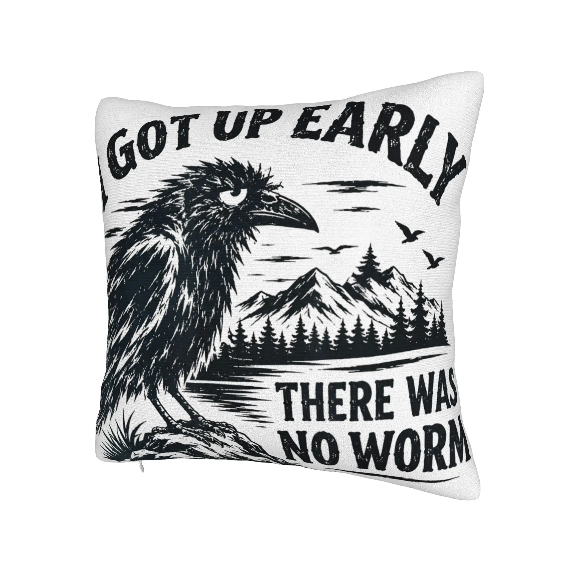I Got Up Early There was No Worm Grumpy Raven Tee Pillow Case  Novelty Pillow Cover Soft Pillowcases For Sofa Bed Living Room