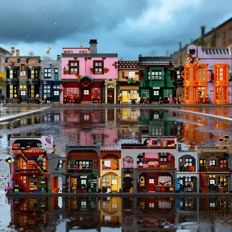 2026 New/ Toy Movie Game World Diagon Alley Building Block Model Street Scene Collectible Decoration, Birthday and New Year Gift