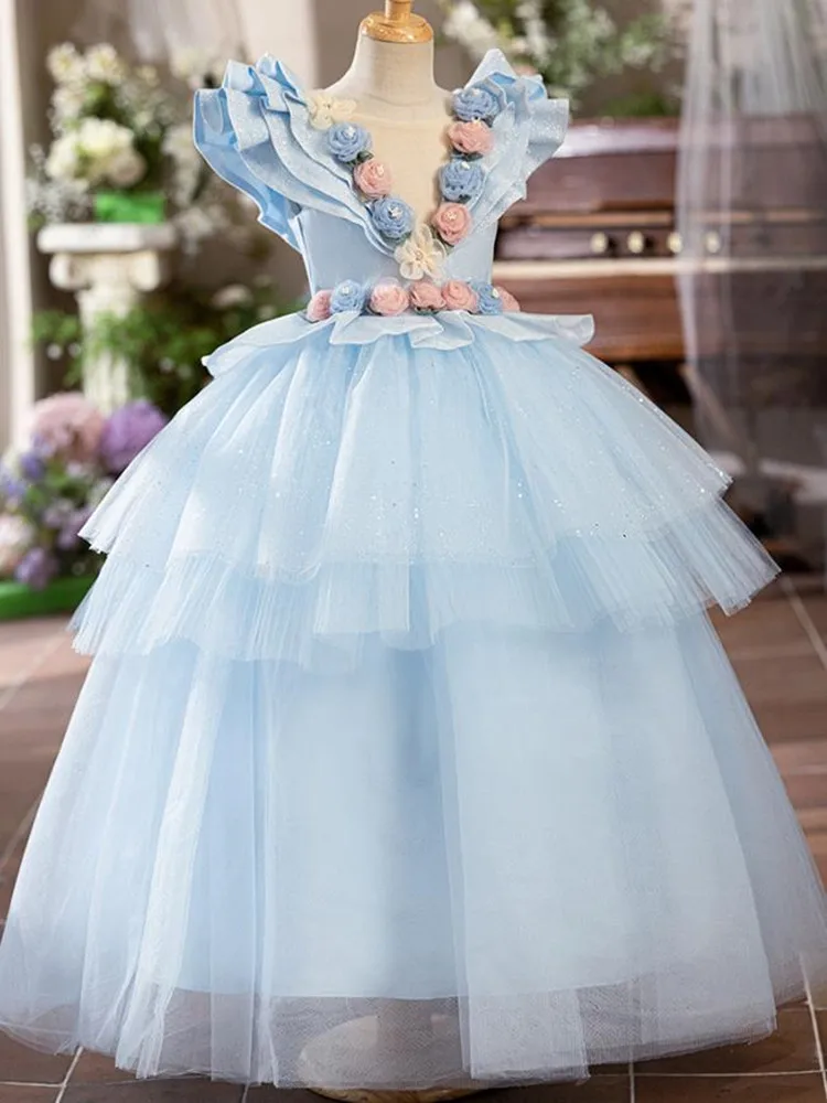 Children's Princess Evening Gown Host Piano Performance Wedding Birthday Girl Party Dress A4149 Vestidos Bridesmaid Dress