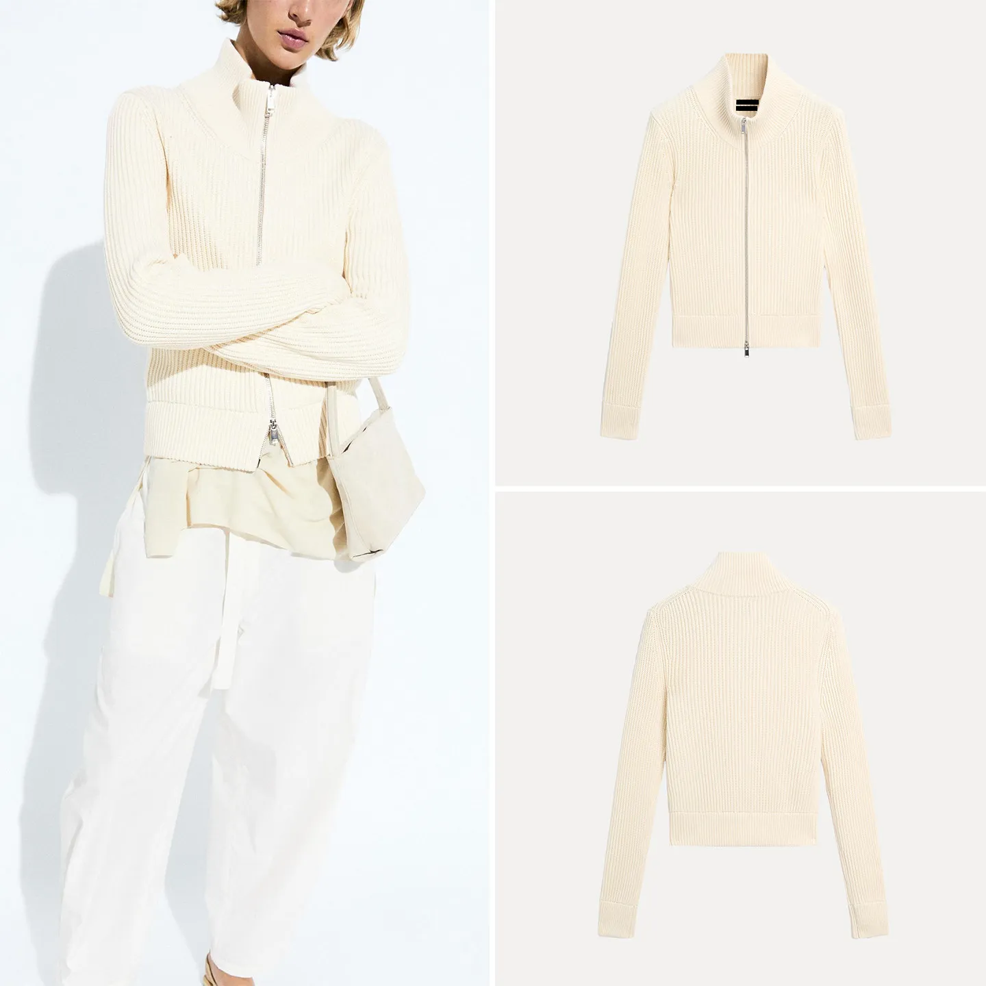 ZADATA Women's Zipper Knitted Slim Fit Cardigan Unique Style Autumn Fashion Outerwear Standard Edition Female Model 2026