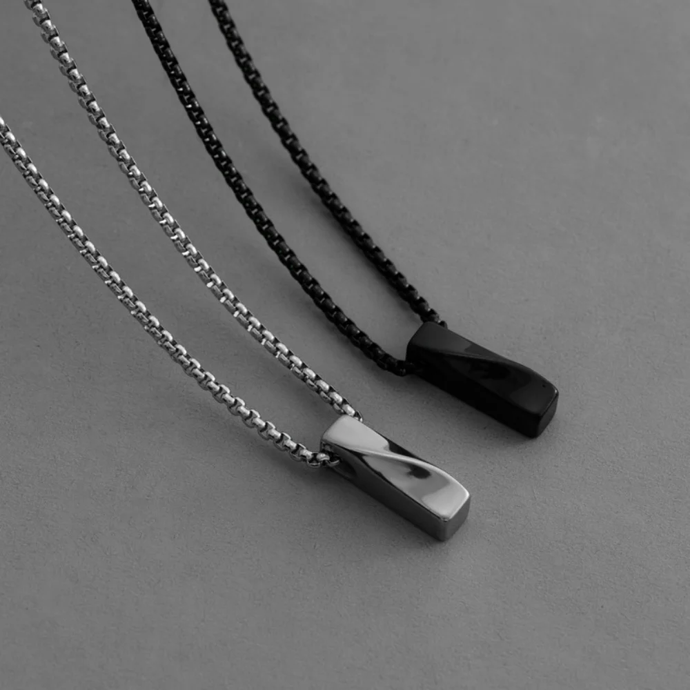 Retro Herren Geometrie Möbius Anhänger Halskette Mode Edelstahl Schmuck Trend Casual Outfit Halsketten-Accessoires – Detail 2