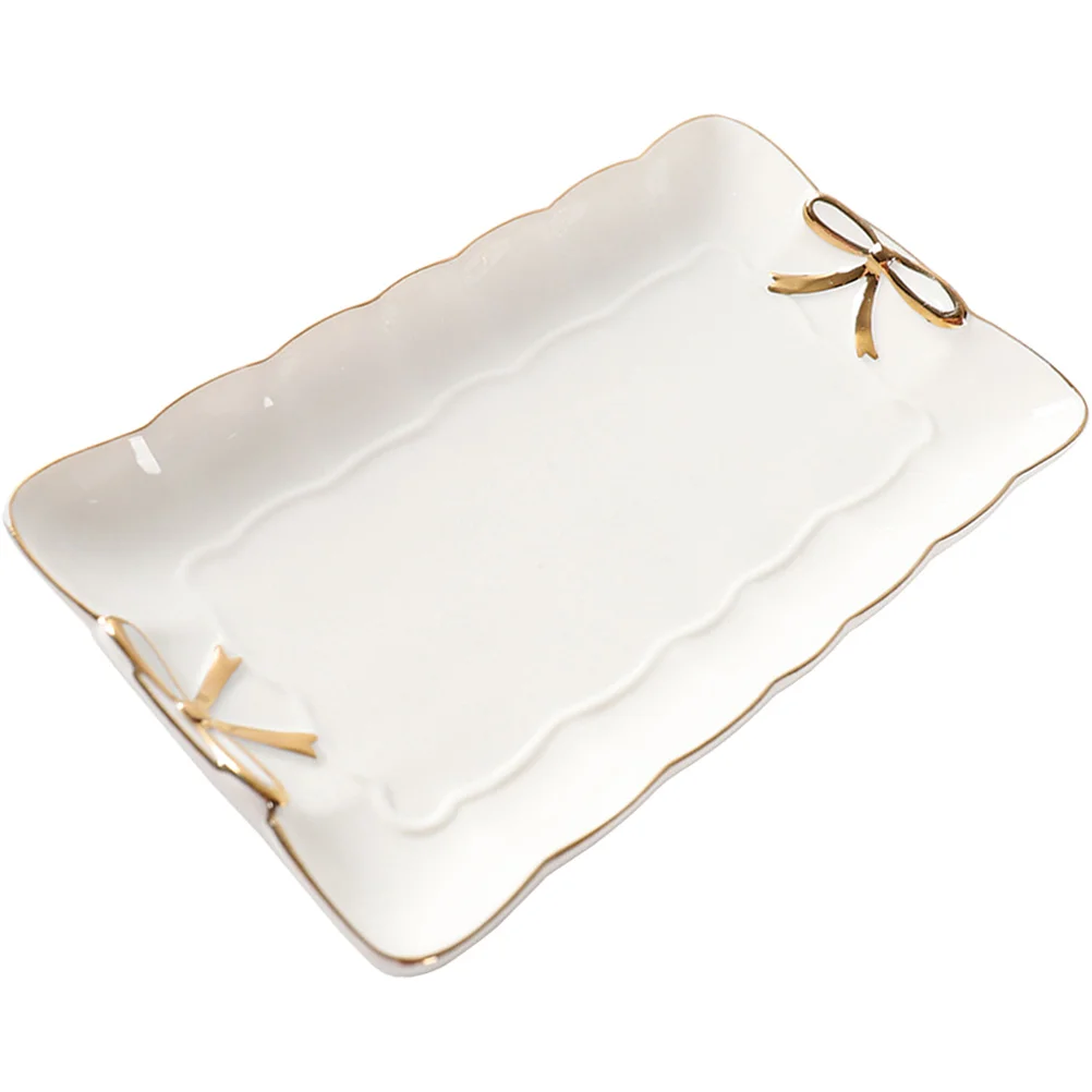 

Elegant Ceramic Plates Decorative Tray Jewelry Dish Dessert Serving Dish Coffee Table Tray Multifunctional Storage Organizer