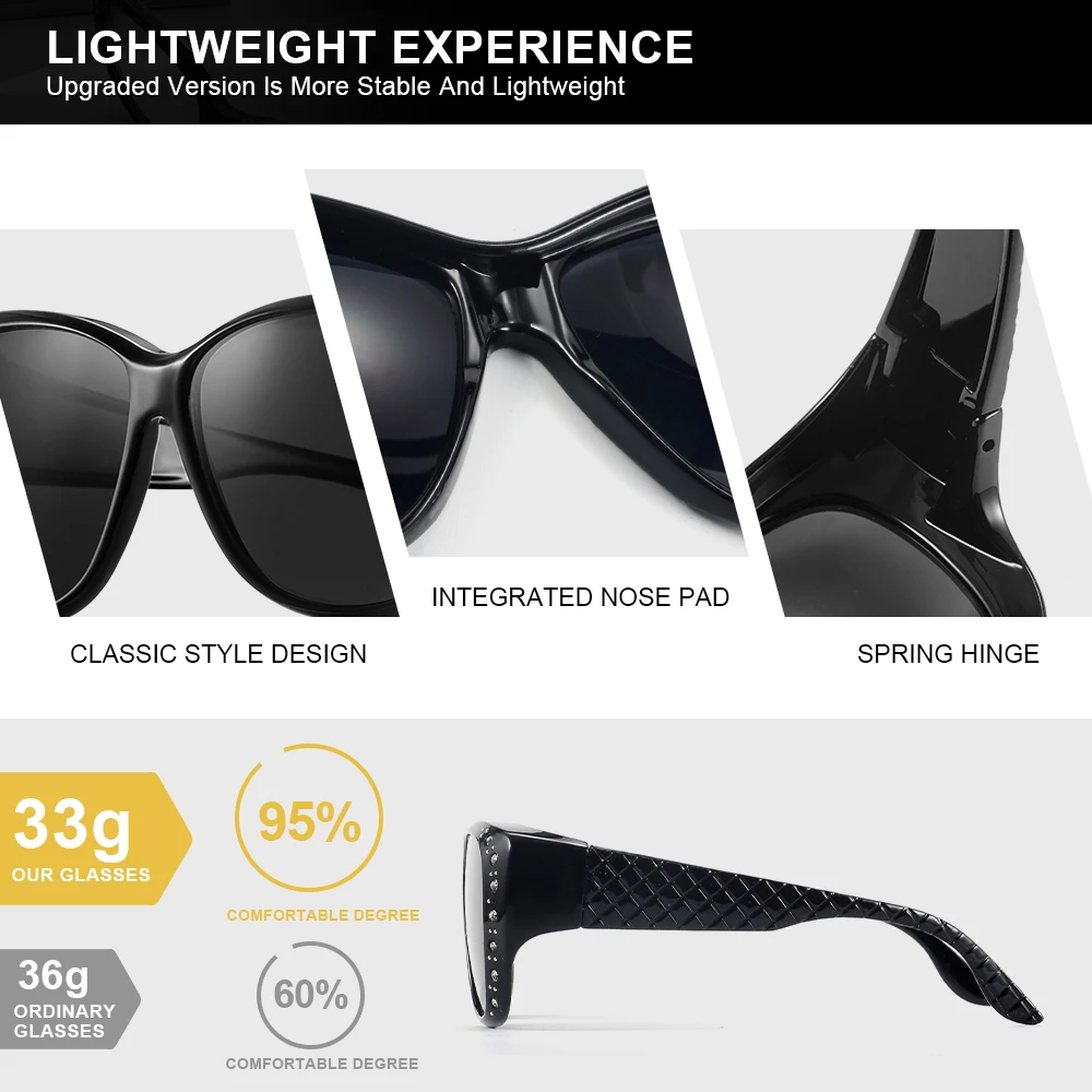 CRIXALIS Fit Over Cover Prescription Glasses Multifunction Sunglasses Women Oversized Driving Goggles Sun Glasses UV Protection