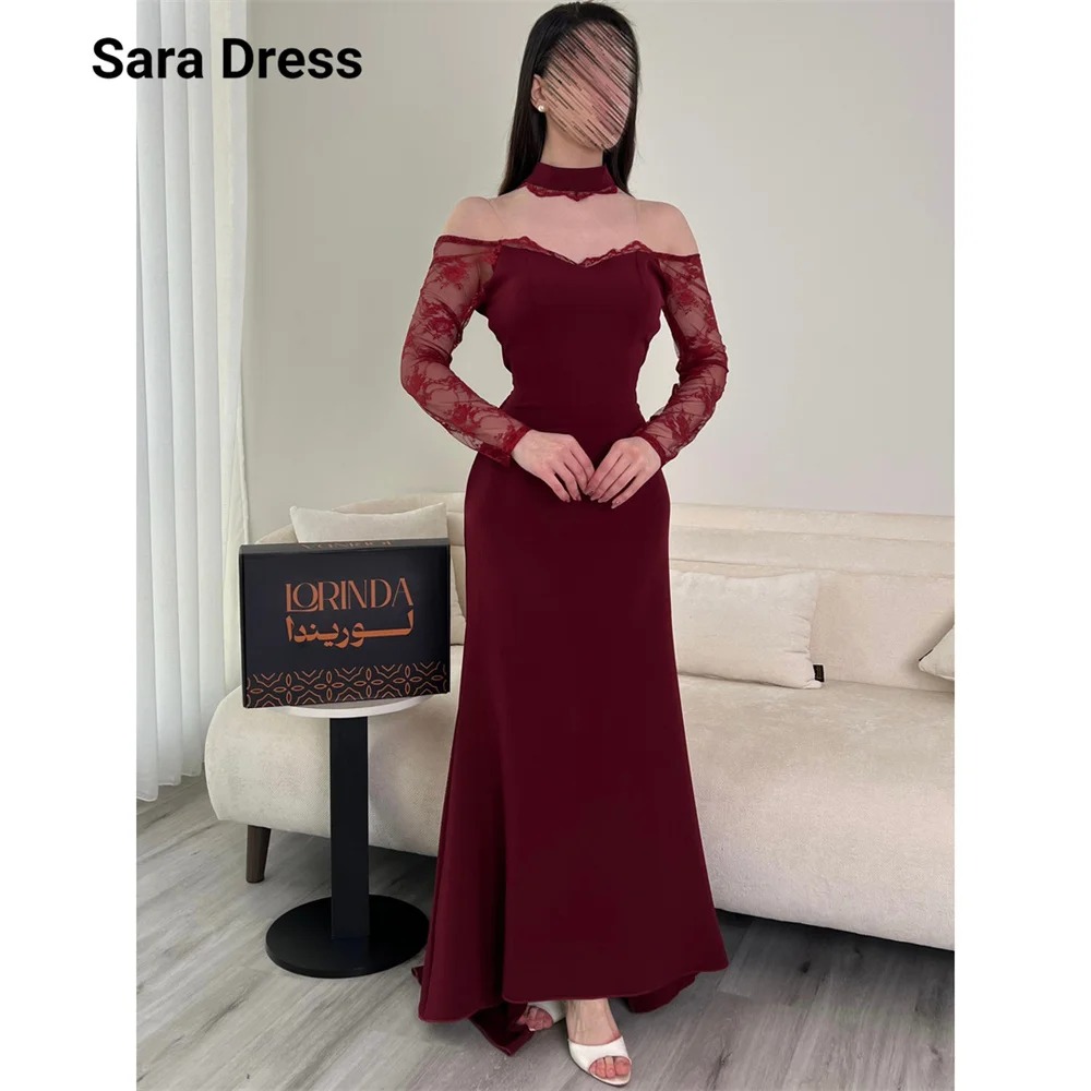 

Sara Custom Red Lace Fishtail Ankle Length Elegant Evening Dresses for Woman Luxury Elegant Party Dresses 2026 Women's Ball Gown