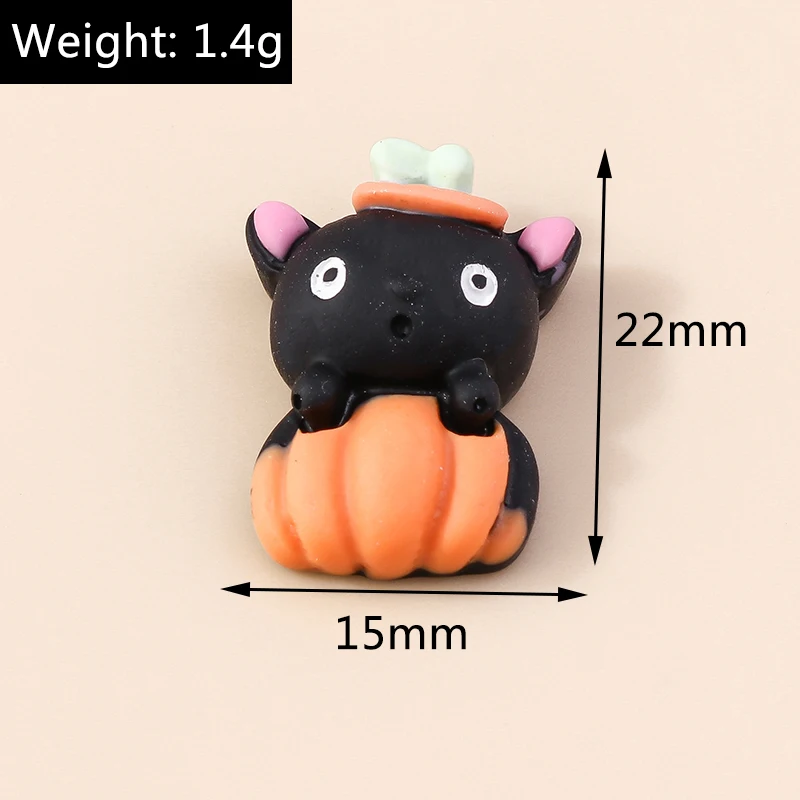 10 stücke gemischte Halloween Charms niedlichen Harz Witch Hut Katze Kürbis Mond Geist Charms Anhänger für DIY Schmuck machen Zubehör – Detail 21