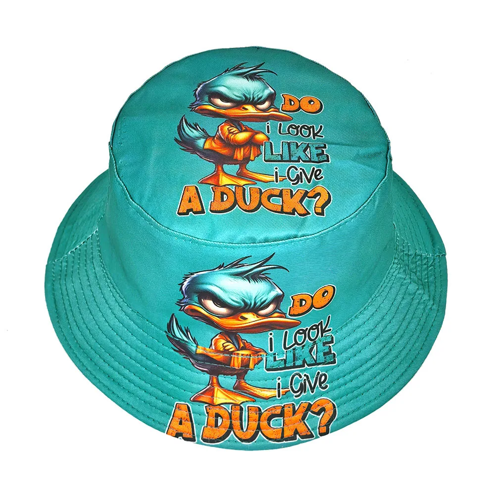 Funny Angry Duck Print Panama Summer Sunscreen Fisherman Hat Student Bucket Hats Travel Beach Decorate Reversible Fisherman Hats