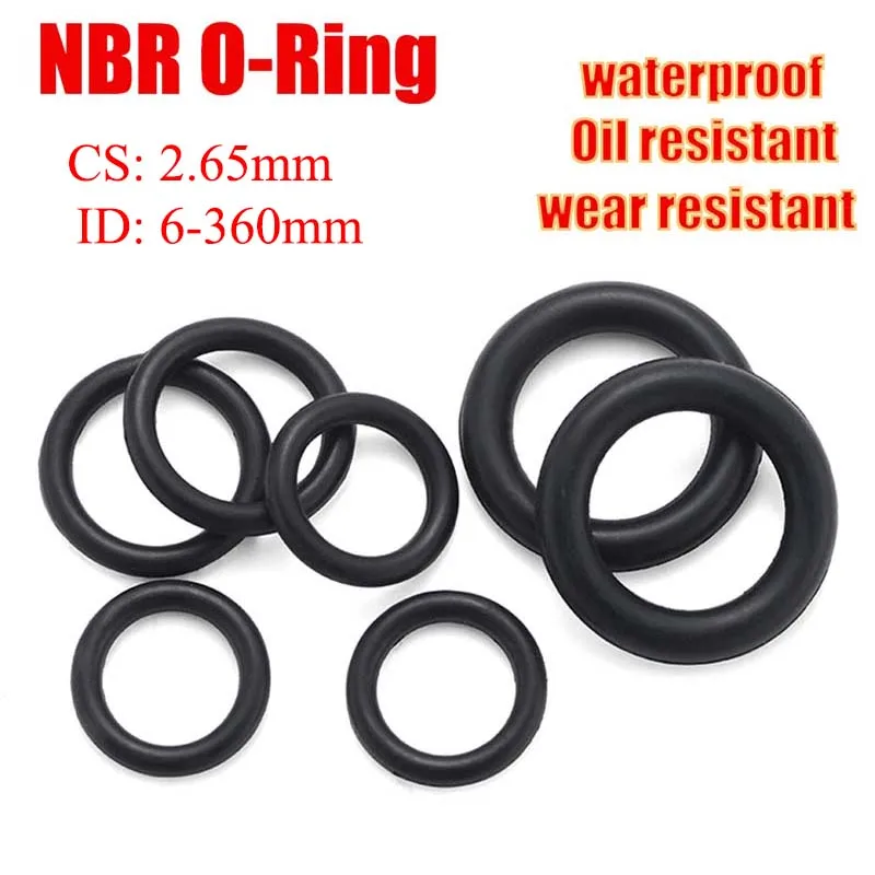 NBR O-Ring Seal Gasket Thickness CS 2.65mm ID 6-360mm Nitrile Butadiene Rubber Spacer Oil Resistance Washer Round Shape