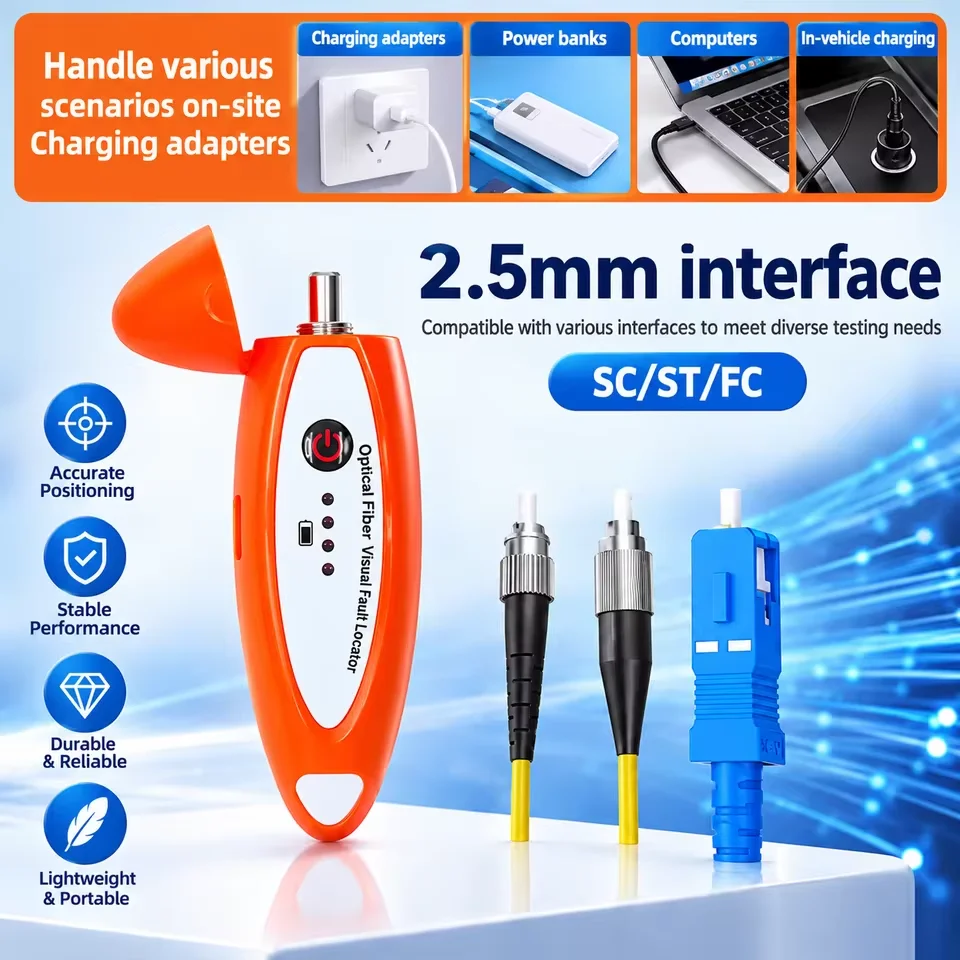 MINI VFL 50Mw/30Mw/10MW Rechargeable Visual Fault Locator Li-Battery Red Pen Cable Tester Ultra-light