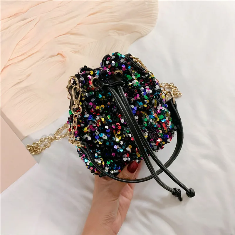 2023 Ins Thời Trang Trẻ Em Mini Của Xô Túi Cô Gái Mùa Xuân Sequins Vai Túi Trẻ Em Túi Xách Bé Cô Gái Messenger Túi