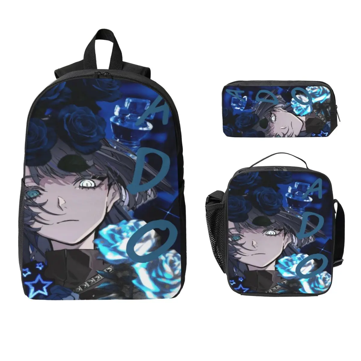 3Pcs Ado WORLD TOUR Hibana Backpack Set for Children Pen Bags Bookbag Sets with Lunch Box For School Students Knapsack
