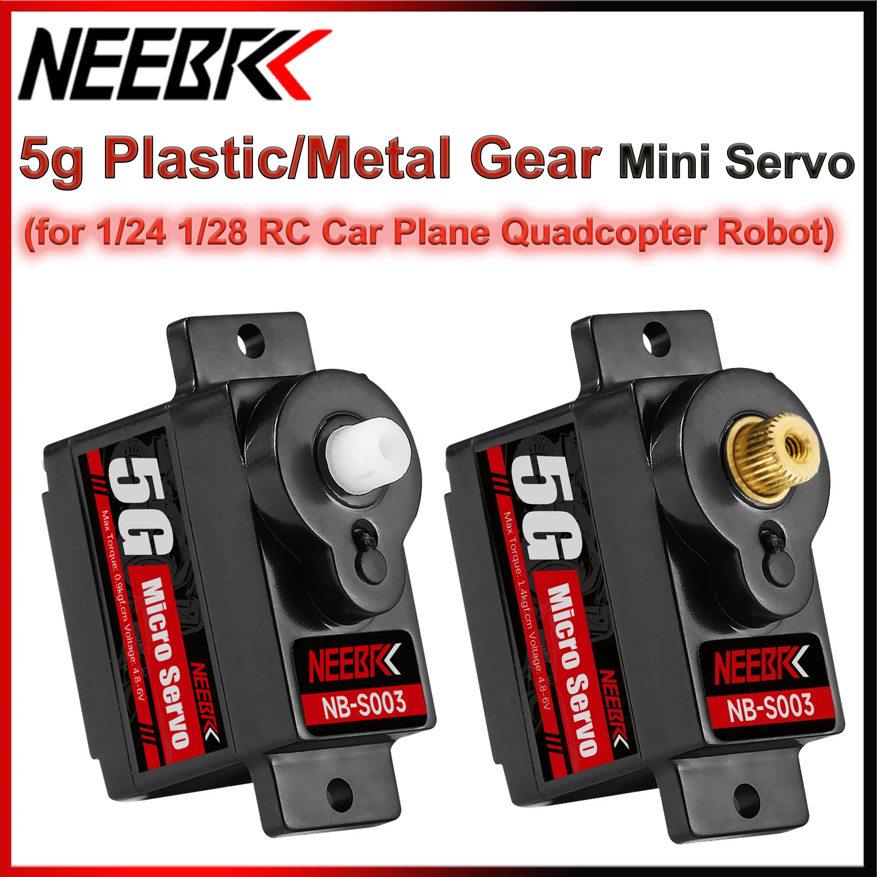NEEBRC 5g Plastic Metal Gear Mini Digital Servo for 1/24 1/28 RC Car Boat Fixed-wing Quadcopter Robot WLtoys K989 K969 FCX24M