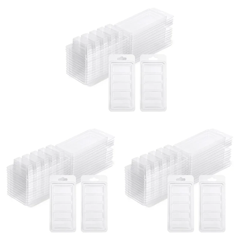 

AAAN-150 Pcs Wax Melt Containers, 5-Cavity Wax Melt Clamshell Molds,Clear Empty Plastic Wax Melt Mold For DIY Candles Making