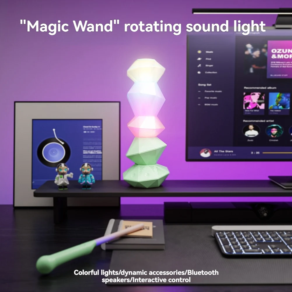 A26F-Bluetooth Music Sync Crystal Lamp Speakers 3D Stackable Crystal LED Light Magic Wand Control For Home Decor