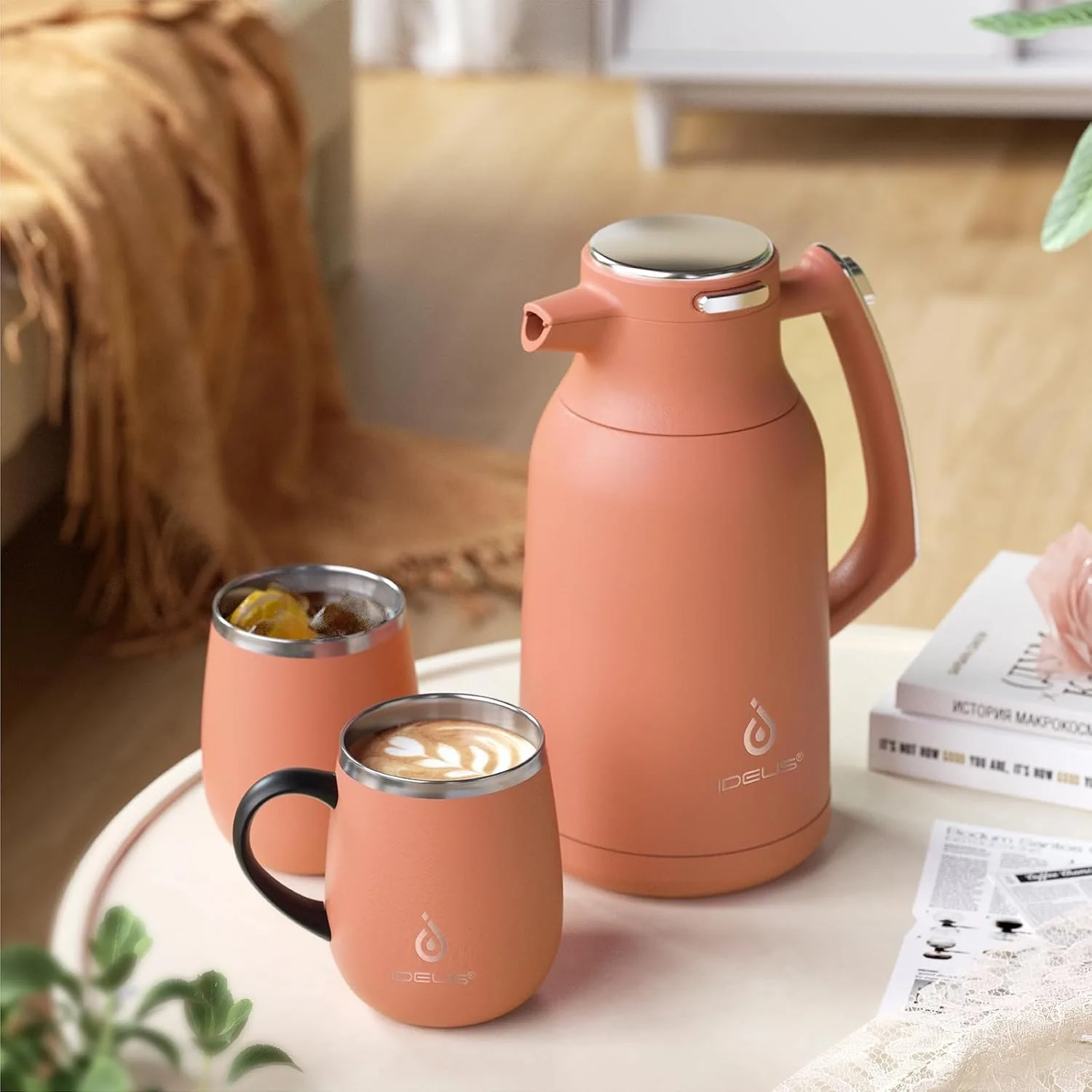 

ideus stainless steel 2000ml insulated coffee bottle, double-layer insulated vacuum water bottle, for heat preservation and refr