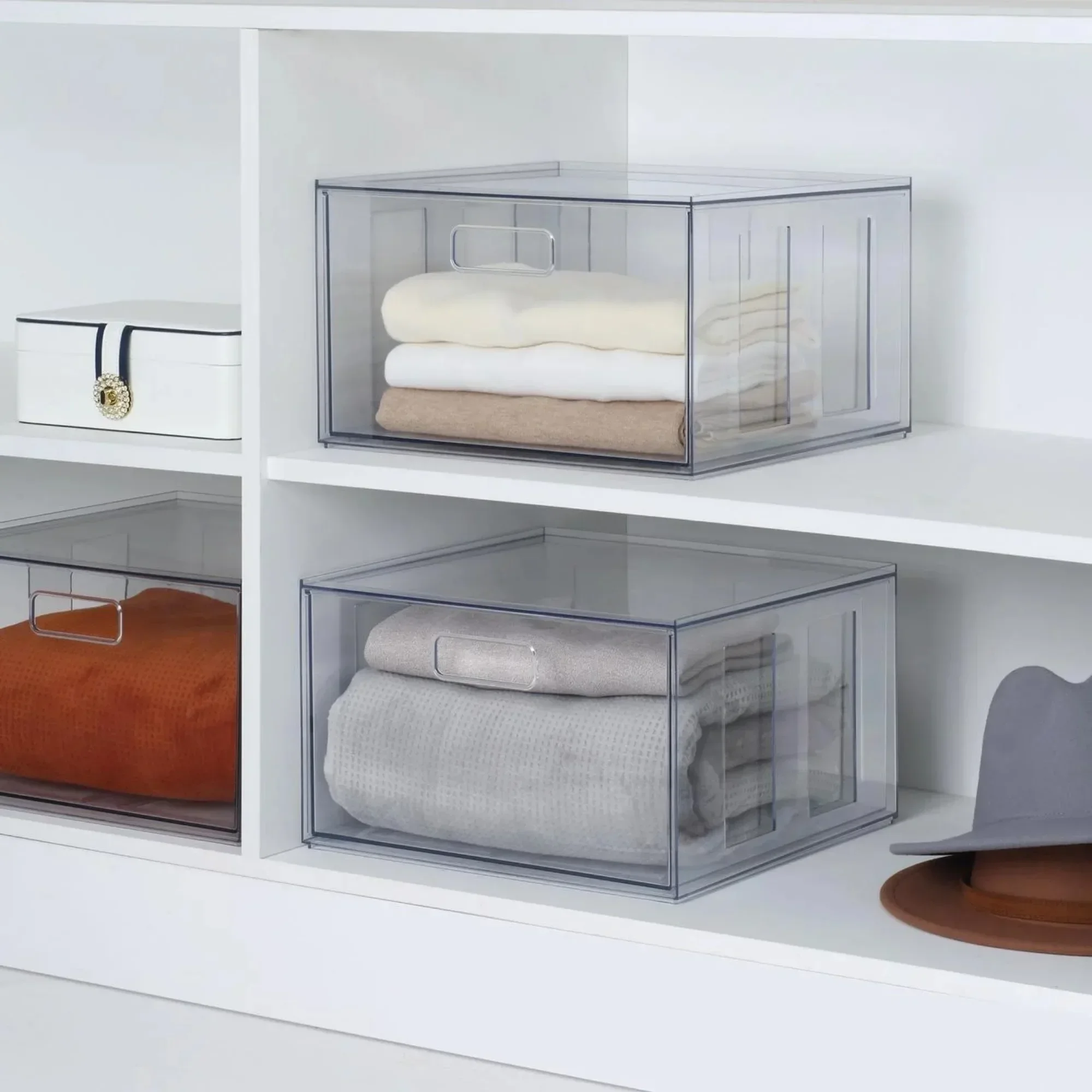 클리어 점보 풀아웃 서랍: 옷장 정리용 XL 수납공간. 성인용.