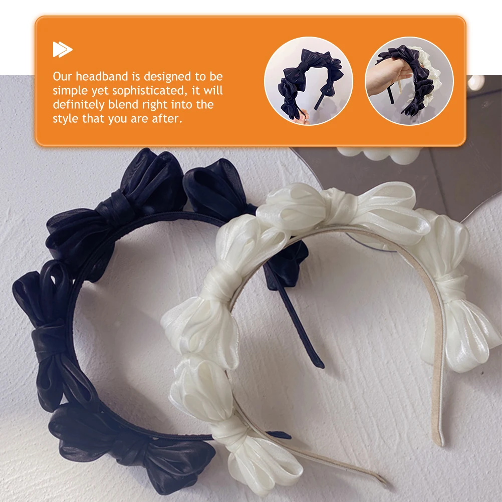 

Hair Ribbons Bow Headband Headwear Women Accessory Black Embellished Headbands for Women's