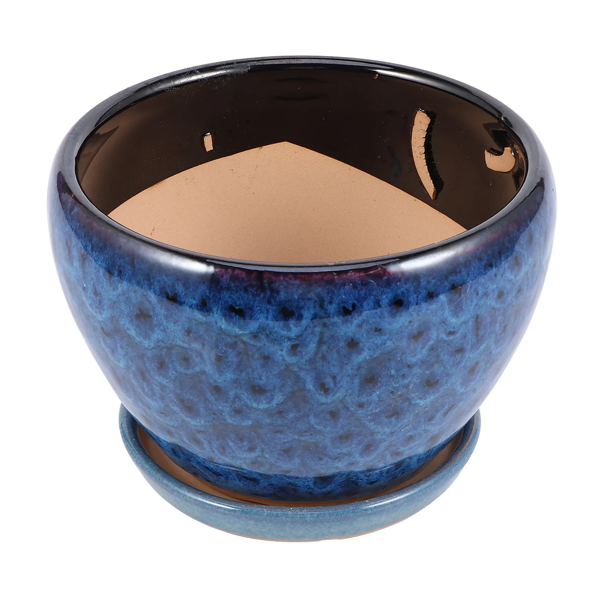 

1Set Multi Cactus Pot Dark Blue Ceramic Succulent Planter with Drainage Hole Smooth Texture Fine Craftsmanship for Home Office