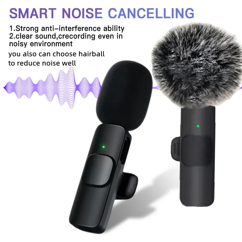 Microfono Lavalier Wireless registrazione Audio Video portatile risvolto microfono 3.5mm Mini Mic per iPhone Android Live Broadcast Mic