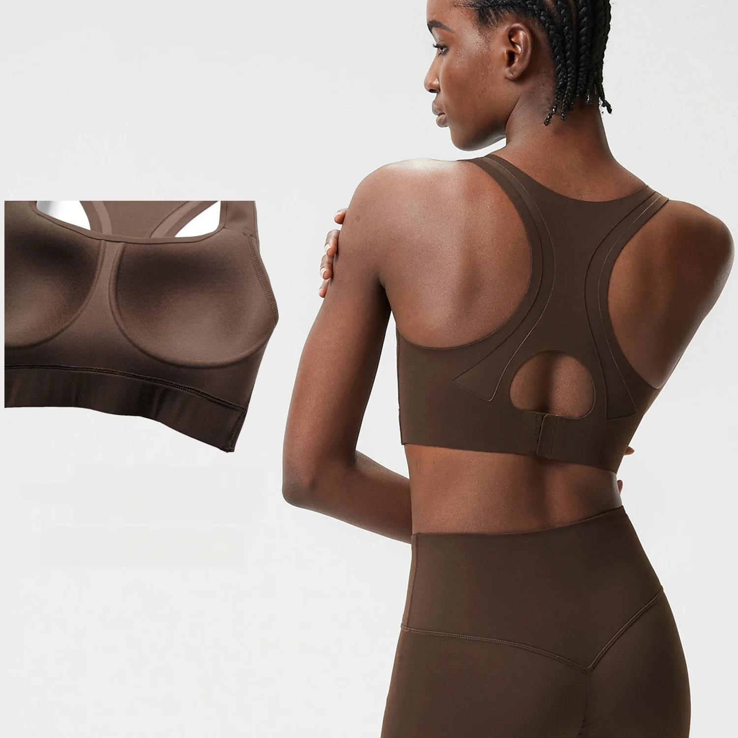 One-piece seamless cup all-around support sports bra for women, cross-border large size, anti-shock, fitness and yoga bra