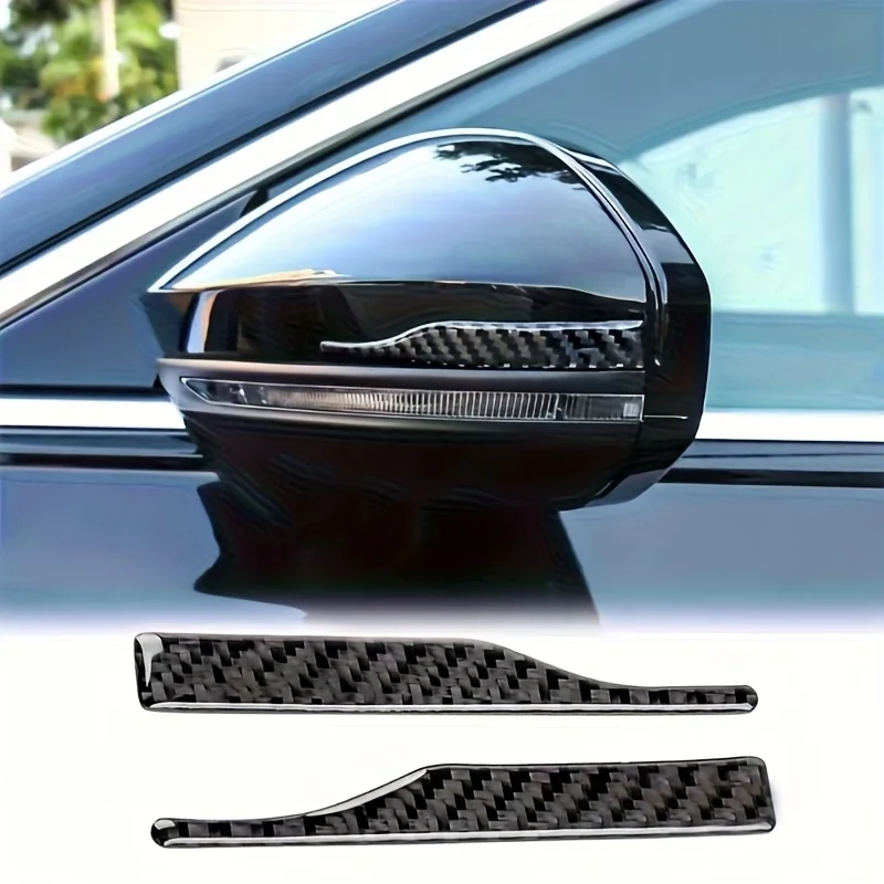 1Set Carbon Fiber Car Side Mirror Protective Strips - Universal Side Mirror Covers - Anti-Scratch Mirror Stickers