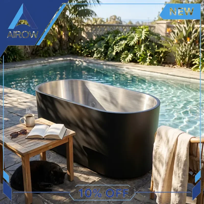 for Premium Black Stainless Steel Ice Bath Tub 316 Anti Corrosion Cold Plunge Pool Double Layer Insulated Outdoor Gym