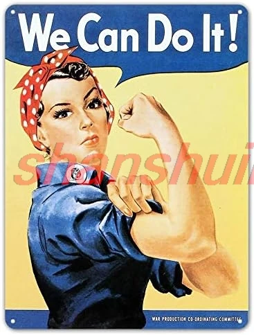 Rosie The Riveter We Can Do It WW2 Military Retro Vintage Style Metal Tin Sign 16 x 12 inches