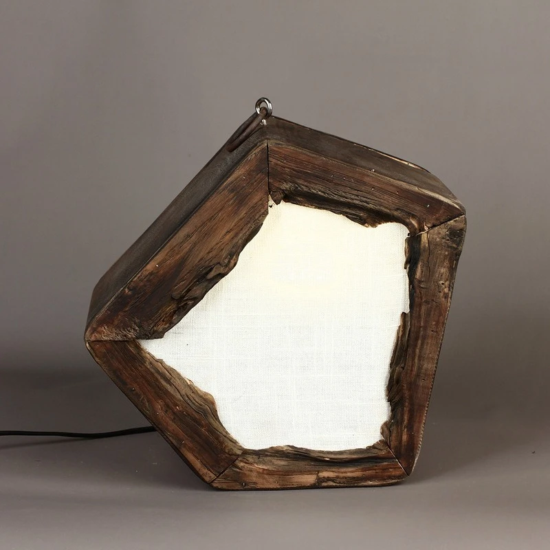 Lámpara de pie decorativa de hilo de algodón de madera, adorno de iluminación artesanal para el hogar pastoral