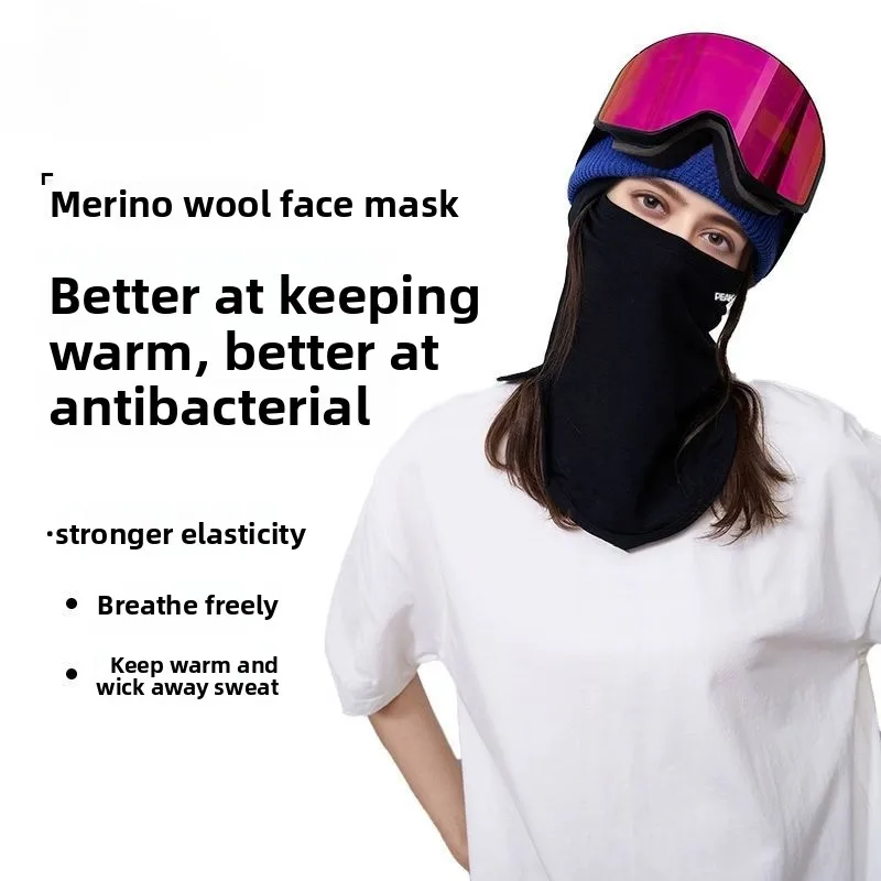 

Genuine Ski Face Mask Women's, Merino Wool Hood Warm and Breathable Men's Ski Protective Gear