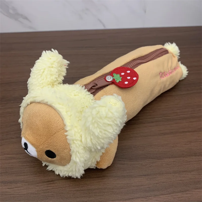 Rilakkuma Bunny Plush Pencil Cases for Girls Kids Anime Bear Strawberry Kawaii Cute School Pencil Pouch Pen Bag Organizers