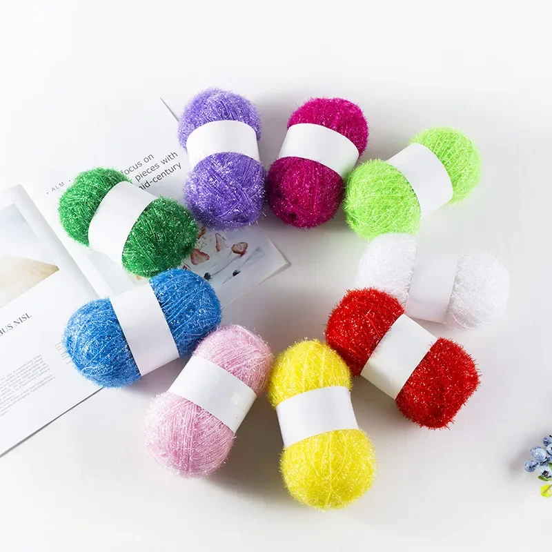 Colored Glass Wool Hand Woven Yarn DIY Hand Doll Sweater Hat Bag Making Crochet Thread Knitting Acrylic Polyester