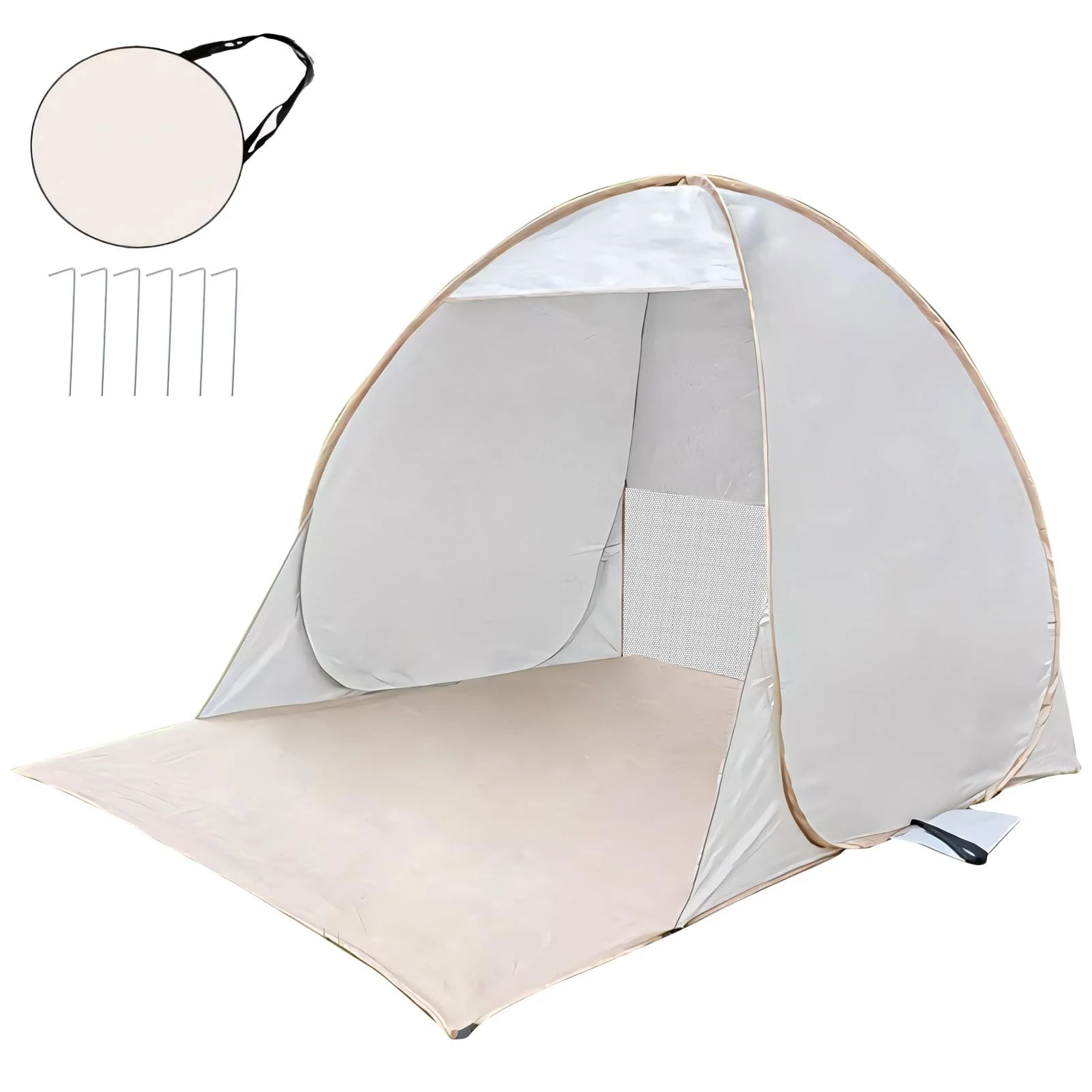

Beach Tent for 2-3 Person One Bedroom Carrying Bag Stakes Vent Zippered Door Easy Setup Four-Season Shade