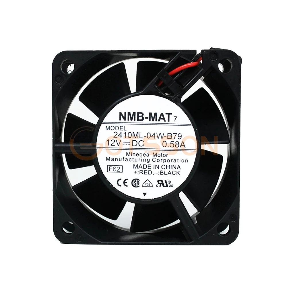 

For NMB 6025 2410ML-04W-B79 -F62 60x60x25mm 6cm DC 12V 0.58A 3Wire 2 wires server inverter Cooling fan