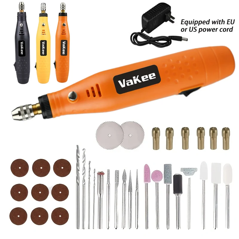 

VaKee HJ201-2 12V Electric Grinder Pen 16000RPM Rotary Tool 0.5-3.2mm Chuck with EU/US Plug for Polishing Engraving Drilling DIY