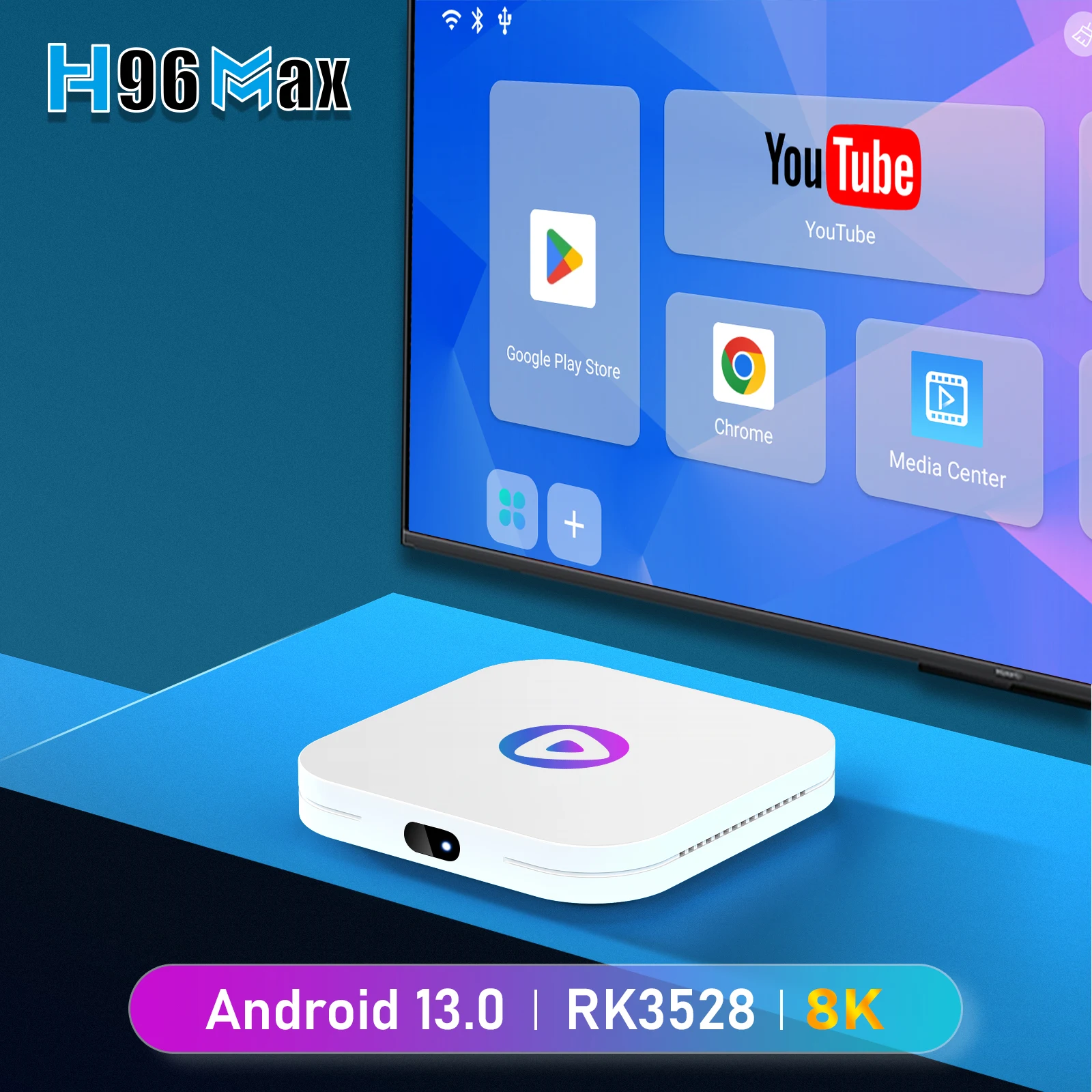 Android 13 AI TV BOX H96 Max M1 Smart TV Box 8K ULTRA HD Output 2.4G/5G WiFi BT4.0 1080P@60fps Quad Core CPU Smart Set Top Box