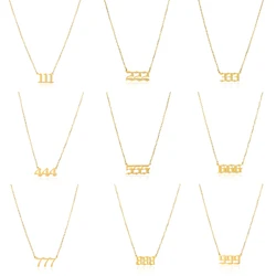 Stainless Steel Angel Number Necklace For Women 111 222 333 444 555 666 777 888 999 Pendant Gold Color Chain Fashion Jewelry