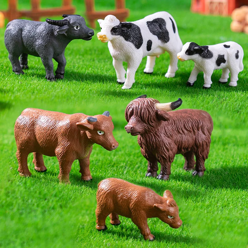 3 pçs nova vaca gado boi família estatueta diy paisagem decoração de casa casa de bonecas em miniatura fada jardim decoração acessórios modernos
