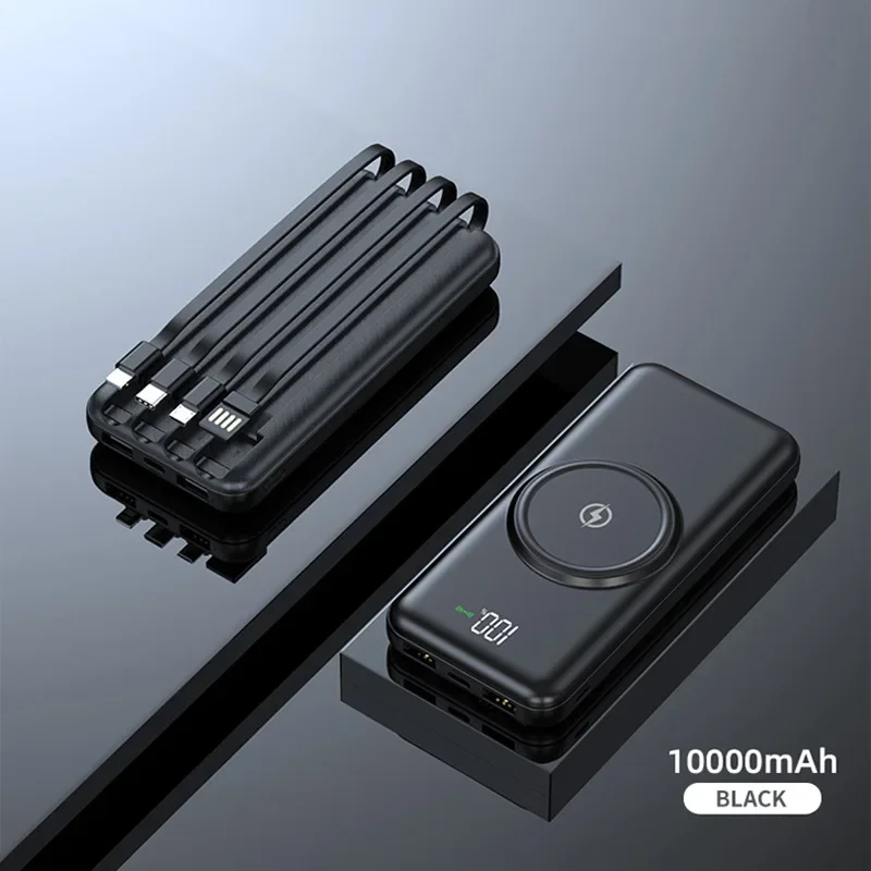 10000mAh Fast Charging Mobile Power Bank Comes with A Four Wire Convenient Large Capacity Mobile Power Bank