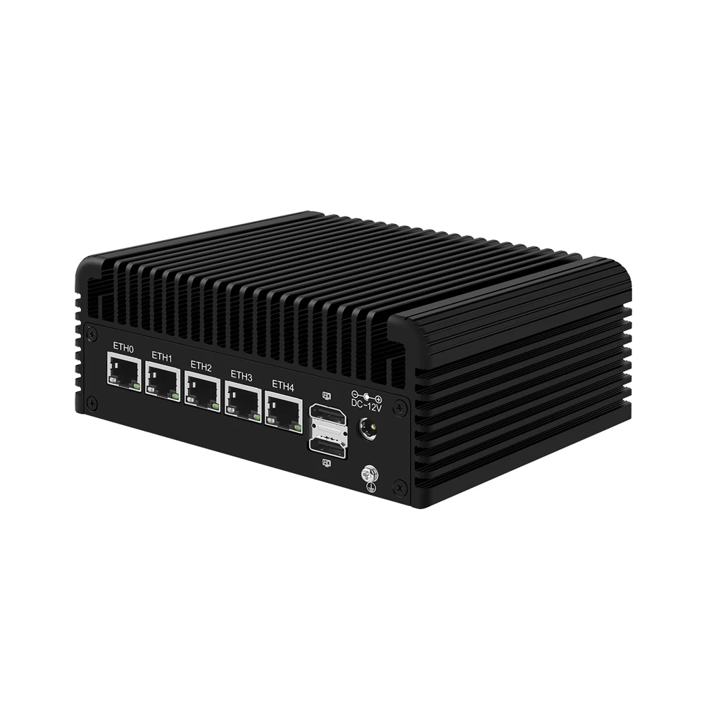 HUNSN Intel N100,RJ37,Micro Firewall Appliance,Mini PC,pFsense Plus,Mikrotik,Router PC,5xIntel 2.5GbE I226-V,2HDMI,DP,TF,Type-C