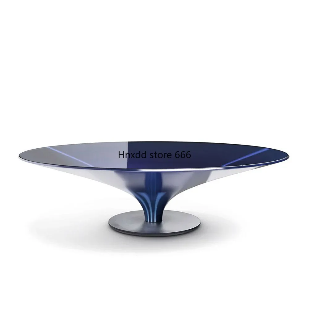 Living room household special-shaped simple stainless steel glass round coffee table