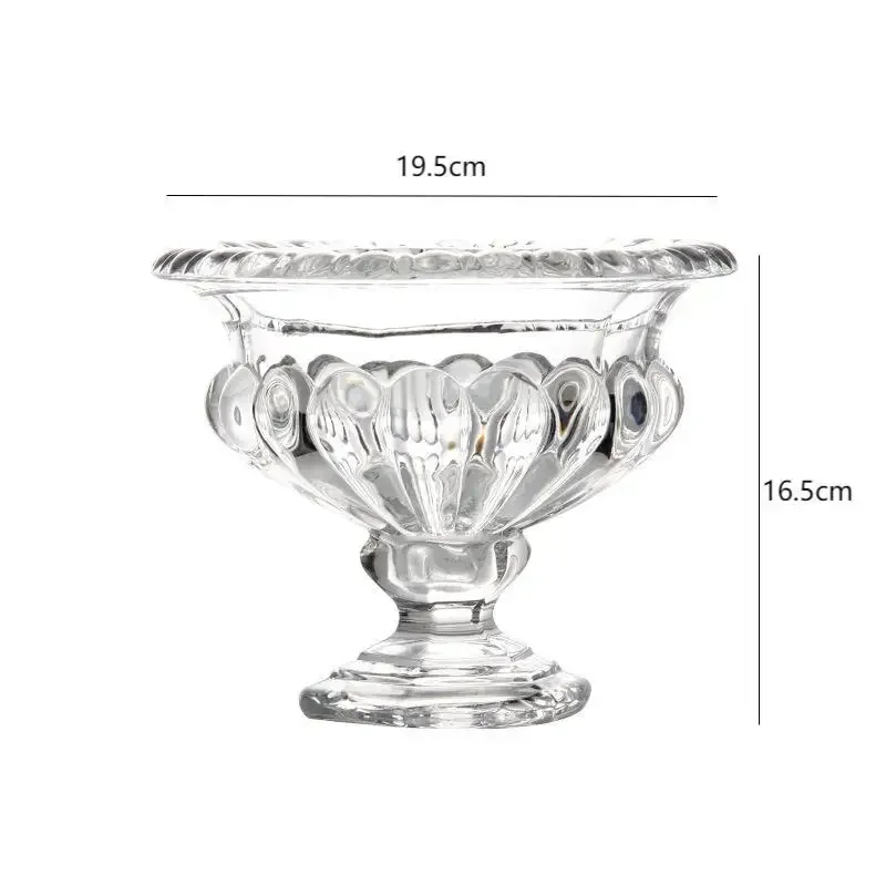 French Light Luxury Thick Crystal Glass Vase Bud Flower High Foot Series Fruit Bowl Fruit Bucket Fireworks Utensils Decoration